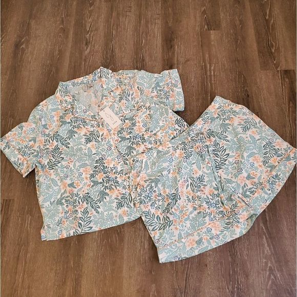 Joie floral 2pc super‎ soft pajamas loungewear shirt shorts plus size 2X NEW!!!! - Picture 1 of 11